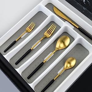 Non-Skid Silverware Drawer Organizer Tray With 5 Sections