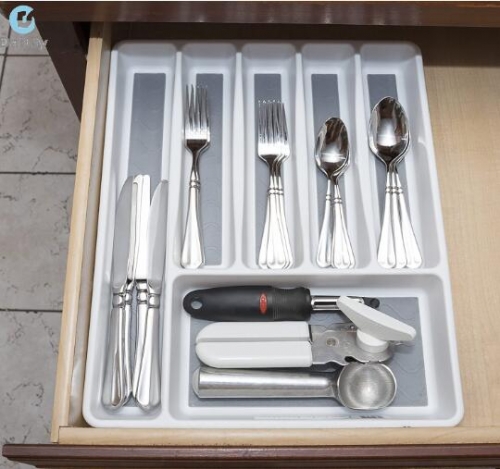 Non-Skid Silverware Drawer Organizer Tray With 6 Sections