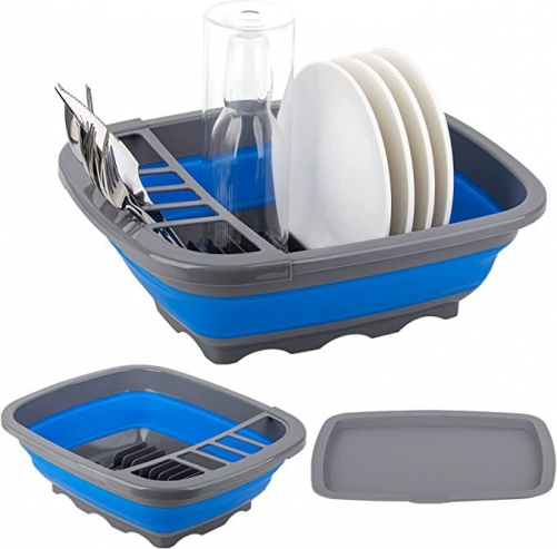 Foldable Dish Drying Rack with Drainer Board