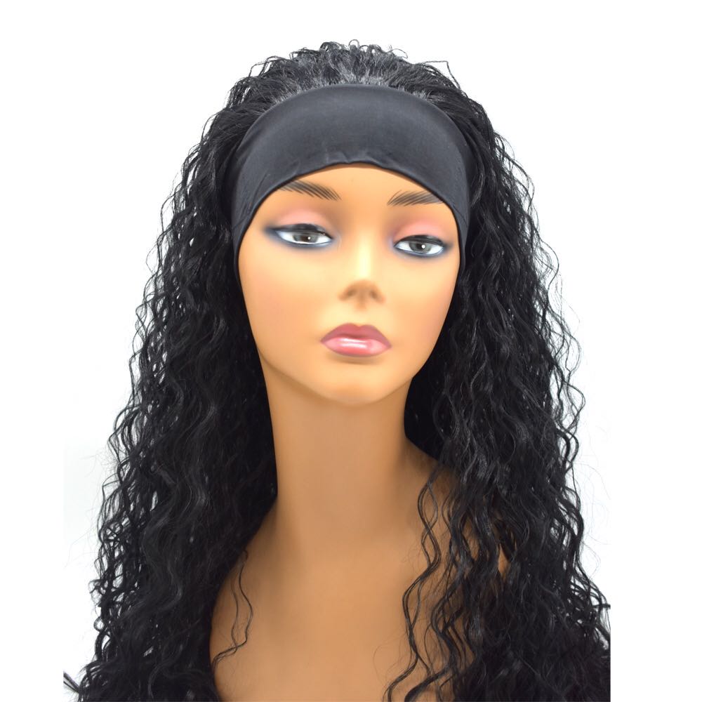 Afro Wig Headband Wig Long Curly Headband Wigs For Black Women Glueless None Lace Front