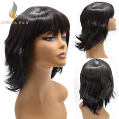 15" Short Shaggy Hair For Women Girl's Charming Synthetic Wig with Air Bangs Natural Looking, Hair Replacement. Adjustable and Breathable Women's Hair