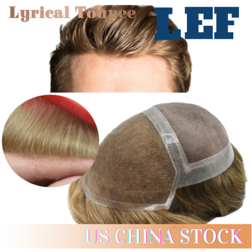 Lyrical Toupee LEF WHOLESALE French Lace Front Fine Mono Back Men Toupee Breathable Durable Hairpiece Trendy Mixed Colors Top Quality Toupee For Men