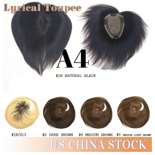 Human Hair Mono Base Topper Clip In Top Hairpiece Breathable & Comfortable For Women. Women's Hair System A-4