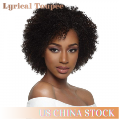 Human Hair Afro Kinky Curly Full Cap Wig For Black Women Fashionable Off Black 8 Inches Soft Breathable Comfortable Hairpiece