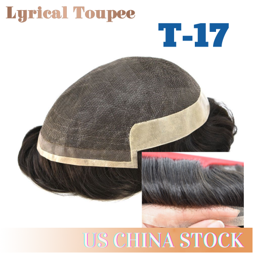 Lyrical Toupee Icon Fine Welded Mono Men's Hair System T-17,Natural Lace Front Invisible Knots Men's Toupee,32mm Slight Wave Indian Hairpiece