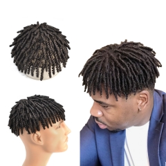 LyricalToupee Kinky Curly Brazilian Human Hair Toupee for Black Men - Crochet Braid Afro-Wavy Hairpiece with Full Poly Thin Skin Base