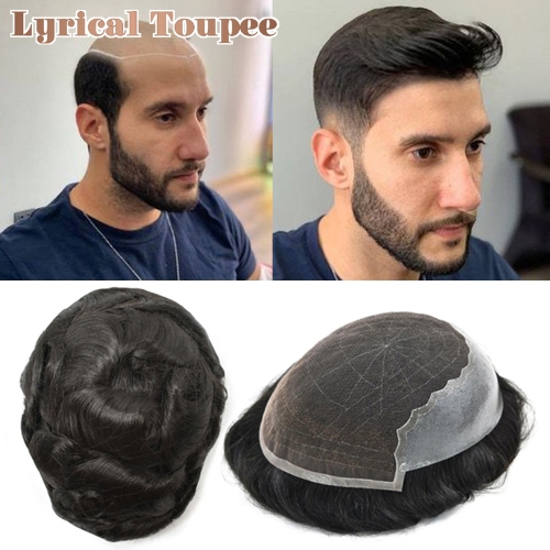 LYRICAL TOUPEE  Toupee Hair System For Men Front Full French Lace Shop Mens Toupee Hairpieces Natural Hairline Human Hair Wholesale Non-Surgical Hair