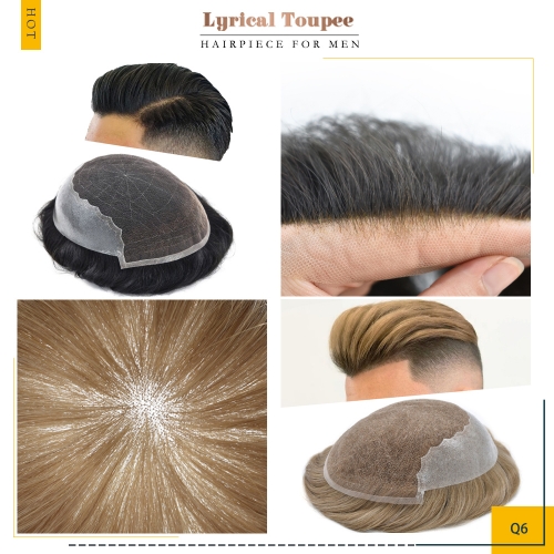 Lyrical Hair Toupee Q6 Wholesale Non-Surgical Hair Replacement Systems for Men Lace Front Toupee for Men Undetectable Natural Hairline Mens Hairpieces