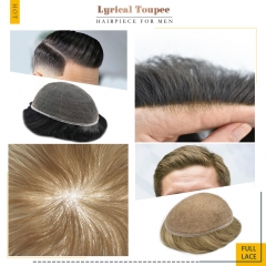 Full French Lace: Lyrical Toupee Non Surgical Best Full French Lace Hair Replacement System Undetectable Hairline High Quality Men's Human Hair Toupee