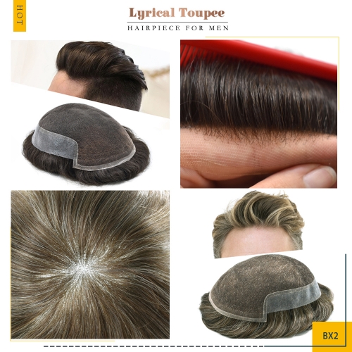 Lyrical Hair Toupee BX2: WHOLESALE French Lace Hair System For Men Natural Hairline Lace Front Men's Toupee Back Polyskin Reinforced Mens Hairpiece