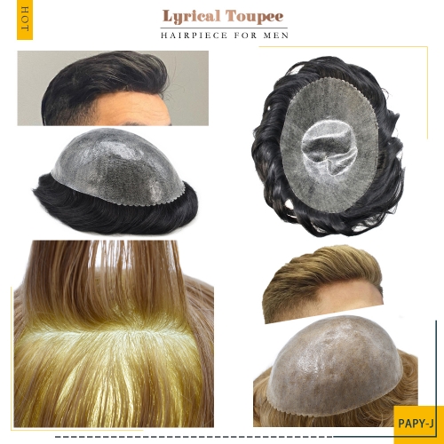Lyrical Hair Men's Toupee Full Poly Machine-made Skin Injected Toupee for Men Hairpiece Peluca para hombre Human Hair Replacement System