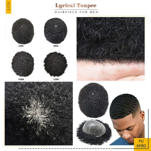 LYRICAL TOUPEE Toupee For Black Men Kinky Curly Human Hair Unit Best Non Surgical Mens Hair Replacement System Injection Pu Shop Toupee for Men