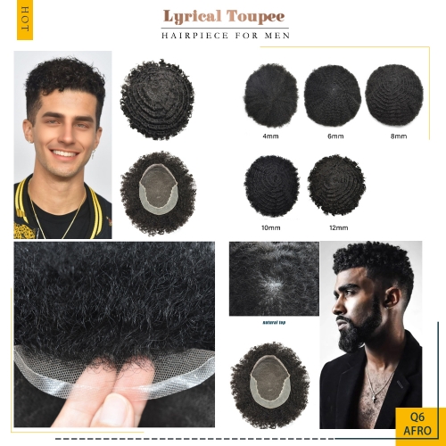 LyricalHair Toupee Best Selling in North America Afro Curly Toupee for Men Lace Front Human Hair Black African American Hairpieces For Black Men Hair