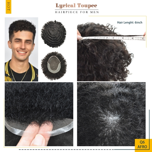 Lyricaltoupee Afro French Lace Mens Hair Toupee System HD Lace Front Man Weave Natural Hair Line New Best Stock Professional wigs Afro Hair Replacemen