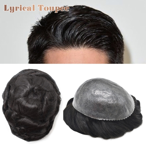 LYRICAL HAIR Men's Toupee Full Poly Machine-made Skin Injected Toupee for Men Hairpiece Peluca para hombre Human Hair Replacement System
