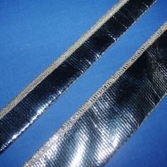 Reflective heat shield fiberglass sleeve edge sewn
