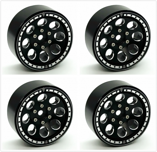 TREAL 1.9" 8-Hole Aluminum Beadlock Wheels (4) for SCX10 III TRX4 D90 1:10 RC Cars --Type F
