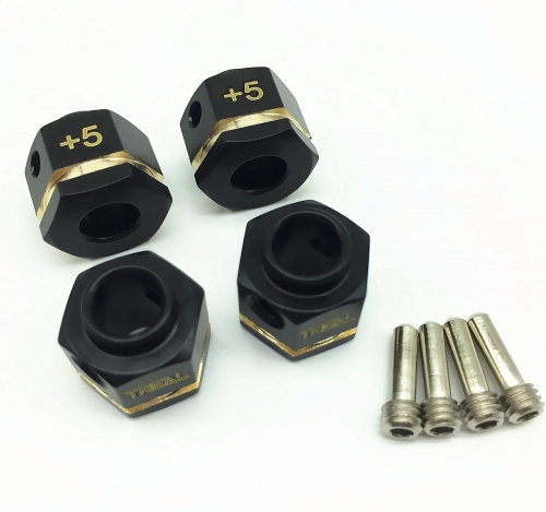 Treal Brass Extended Wheel Hubs Hex Pins Blackening 4pcs-Set for Traxxas TRX-4 RC Car +5mm Black