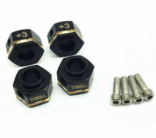 Treal Brass Widen Wheel Hubs Hex Pins Blackening 4pcs-Set for Traxxas TRX-4 RC Car +3mm Black