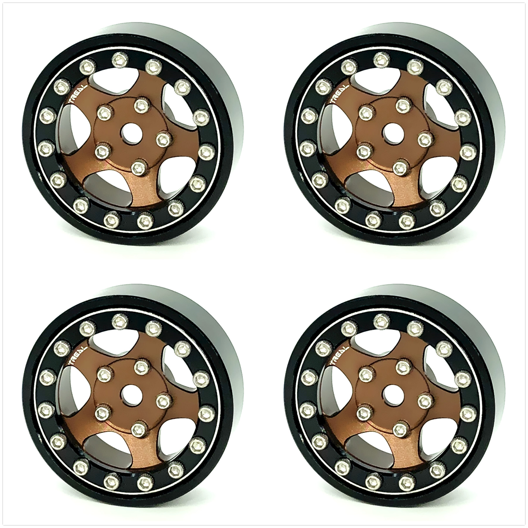 Treal 1.0 Beadlock Wheels(4P-Set) for Axial SCX24 with Brass Rings ...