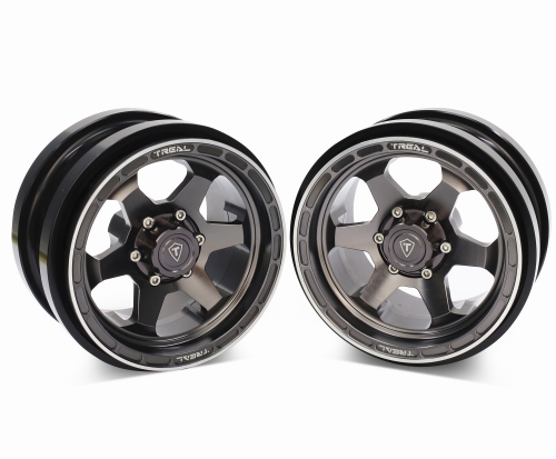 TREAL SCX6 Wheels 2.9'' Beadlock Wheels (2) CNC Machined SCX6 Upgrades Parts for Axial SCX6-Type A