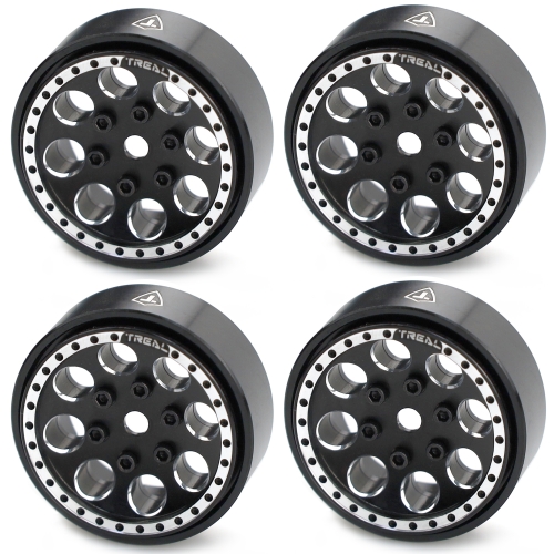 Treal 1.0 Beadlock Wheels(4P-Set) for Axial SCX24 1/24 Crawler Aluminum CNC Machined 11.2g