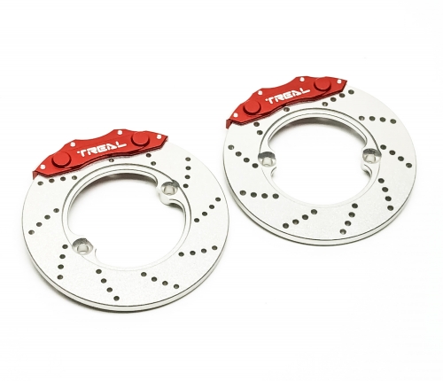 TREAL Aluminum 7075 Brake Disc Hex Rotor Calipers Set(2)  for Axial SCX10 III Bronco Straight Axles