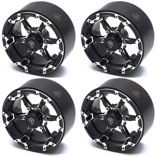 TREAL 1.9 Beadlock Wheels, Six-Spoke Amazing Look,Top-notch Aluminum Durable 1.9 Crawler Wheels,Heavy Weight Upgrades for 1:10 H10 Optic SCX10 III TRX