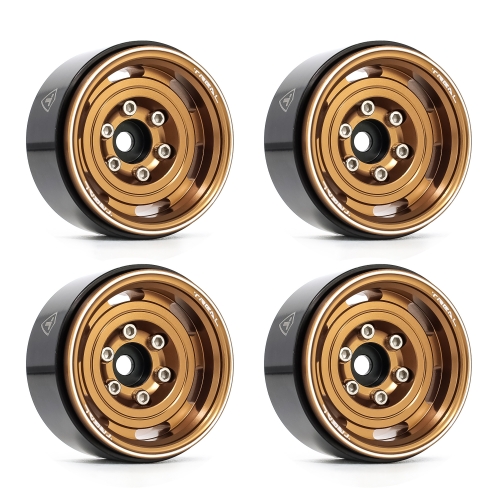 TREAL 1.55'' Beadlock Wheels (4P) Aluminum CNC Classic Wagon Vintage Wheels for 1/10 RC Crawler Car-Type A