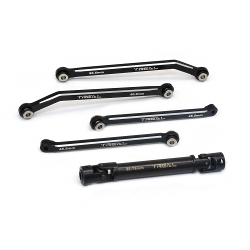 TREAL Aluminum 7075 Extended Rear Suspension Links Kit (+12mm) & Rear Center Drive Shaft Stretch Kit for FMS FCX24