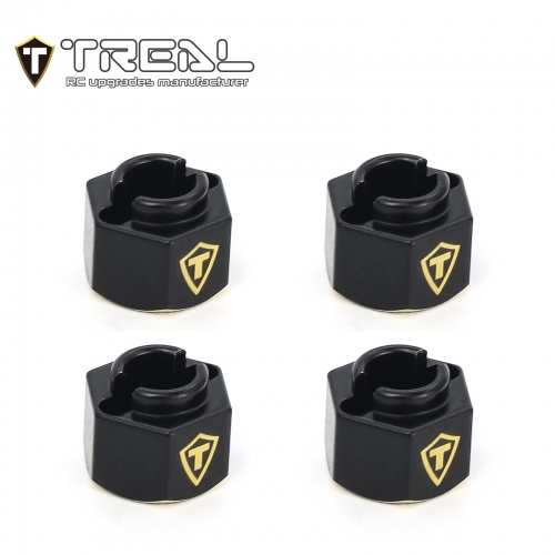 TREAL Brass Wheel Hubs 7mm*6mm Hex, 1g/pc (4pcs) for 1/18 TRX4M Defender and Bronco (Black)