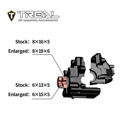 TREAL Aluminum 7075 Front/Rear Gearbox for 1:8 Sledge Monster Truck