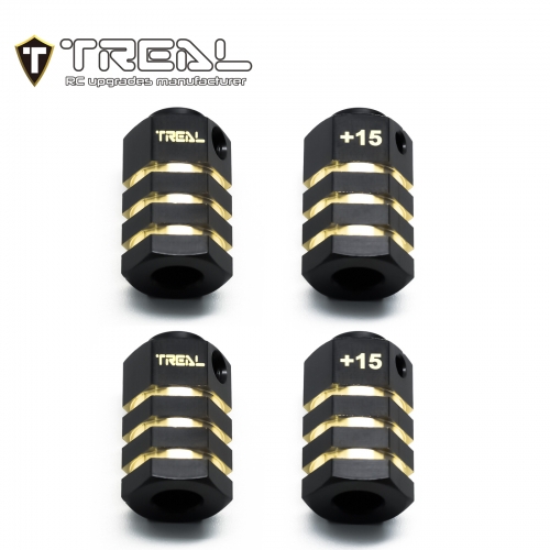 Treal Brass Extended Wheel Hubs Hex Pins Blackening 4pcs-Set for TRX-4 RC Car +15mm