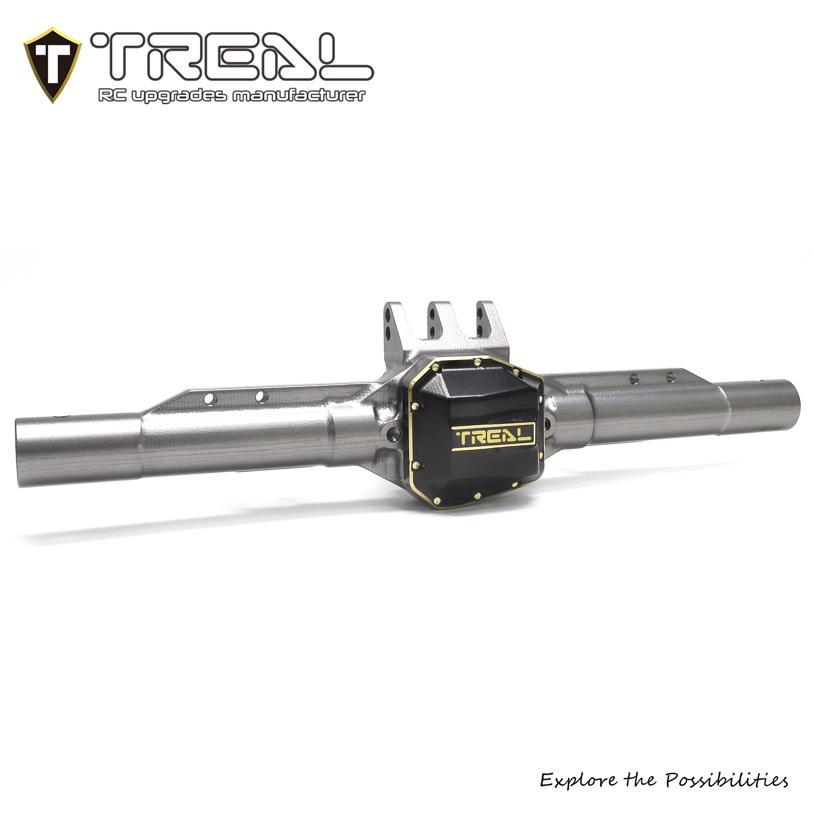 TREAL SCX10 Pro Aluminum 7075 Rear Axle Housing w Tubes Brass Diff ...