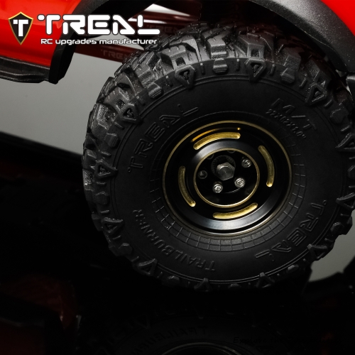 TREAL 1.0" Beadlock Wheels - 4-Pack Brass Heavy Weight Rims For SCX24, AX24, FCX24, TRX4M 1/24 & 1/18 RC Crawlers