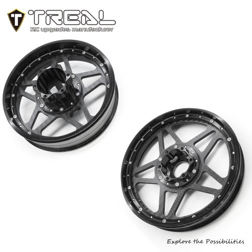 TREAL Losi Promoto MX Front and Rear Wheels(2P), CNC Machined Aluminum w  Carbon Rims for Losi 1/4 FXR Motorcycle