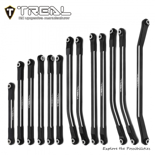 TREAL SCX10 PRO Links Set Aluminum 7075 CNC Machined Lower Upper Steering Linkages (13pcs) Upgrades Parts
