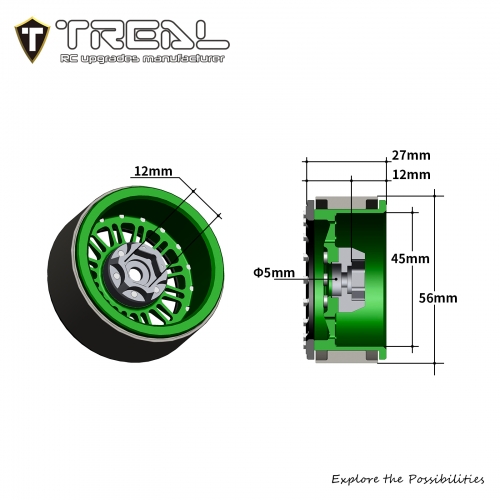 FLYXM 4x 1.9 Alloy Beadlock Wheel Rims For 1/10 RC Crawler - SCX10 TRX-4 D90 D110
