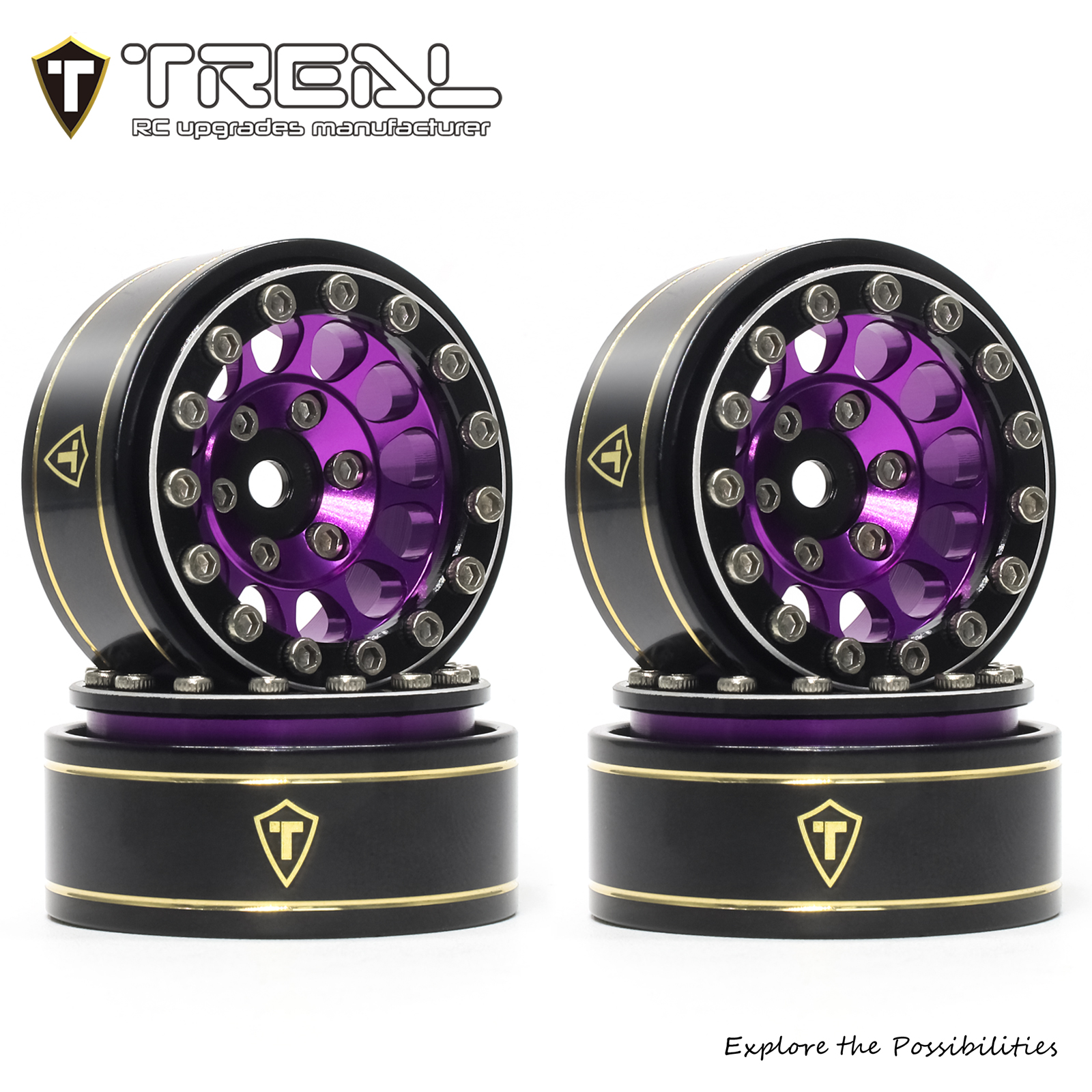 TREAL 1.0 Beadlock Felgen Deep Dish - 4 Stück Set Für RC Crawler In Rot