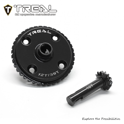 TREAL Front/Rear Axle Diff Ring and Pinion Gears Set 39T/12T Helical Cut for Losi LMT Monster and Mega