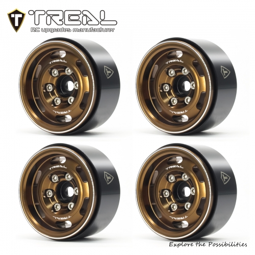 TREAL 1.55 Beadlock Wheels Vintage Wheels (4pcs) CNC Metal Wheel Upgrades for 1/10 RC Crawler Car-Type C