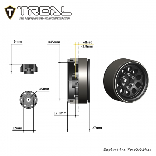 Llantas Beadlock De Metal Para RC 1.9 - Compatibles Con SCX10, CC01, D90, TRX-4 Y Más, Escala 1/10, Ideales Para Off-road
