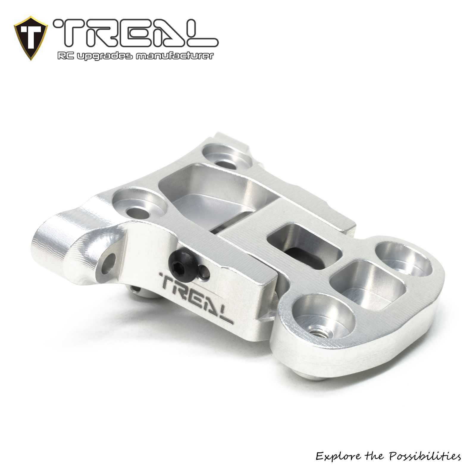 Treal 7075 Aluminum Rear Axle Mount Set – 0 Degree Fit For Losi LMT RTR Trucks (Silver)