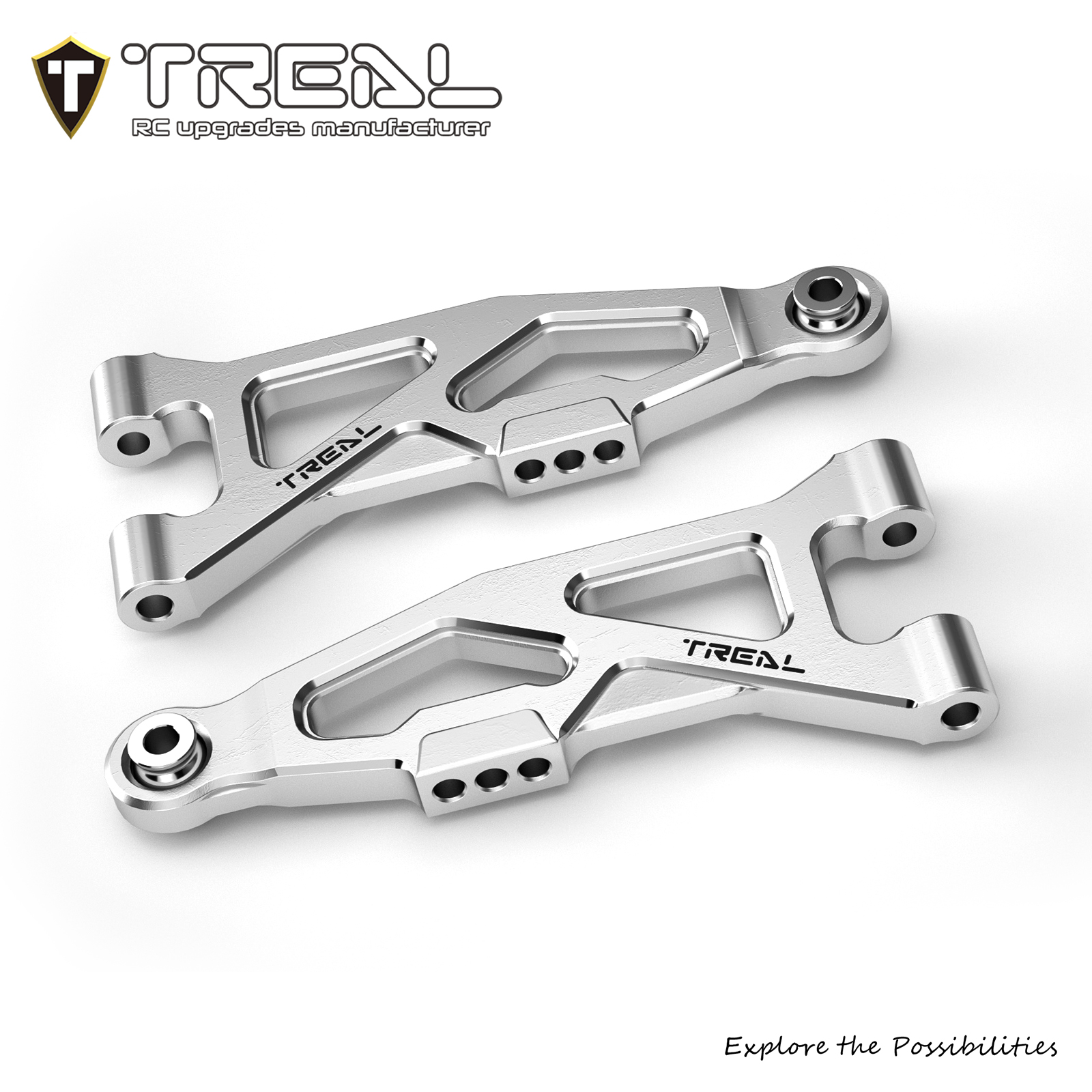 TREAL Aluminum 7075 CNC Machined Front Lower Arms Set Suspension AArm Upgrades for Arrma 1/18