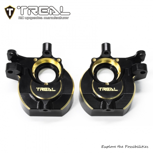 TREAL Brass Front Steering Knuckles,CNC Billet Machined Inner Portal Covers Heavy Weight 78g/pc Upgrades for Redcat GEN9 and Ascent Crawler
