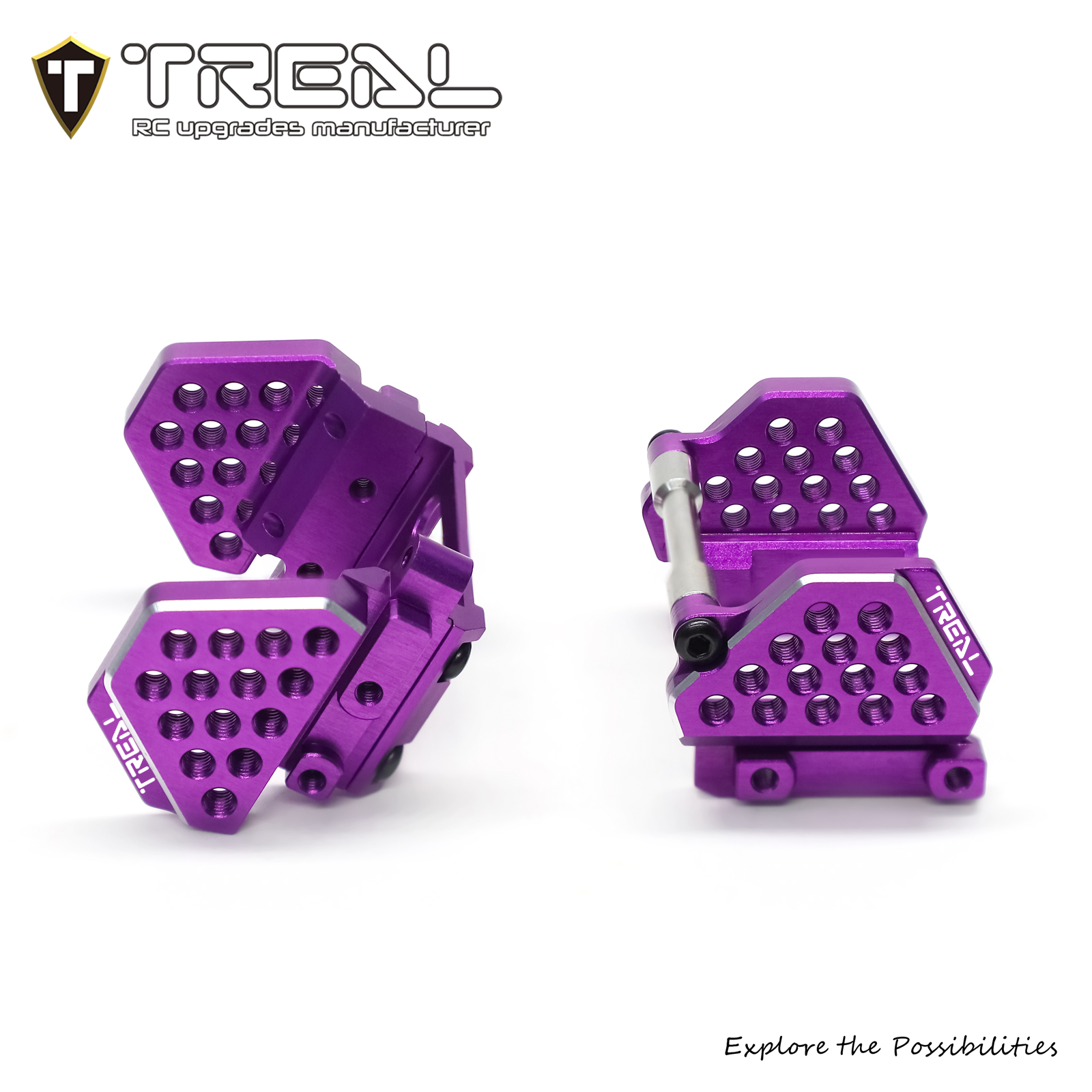 TREAL Aluminum 7075 Front & Rear Shock Mounts for TRX4M 1/18