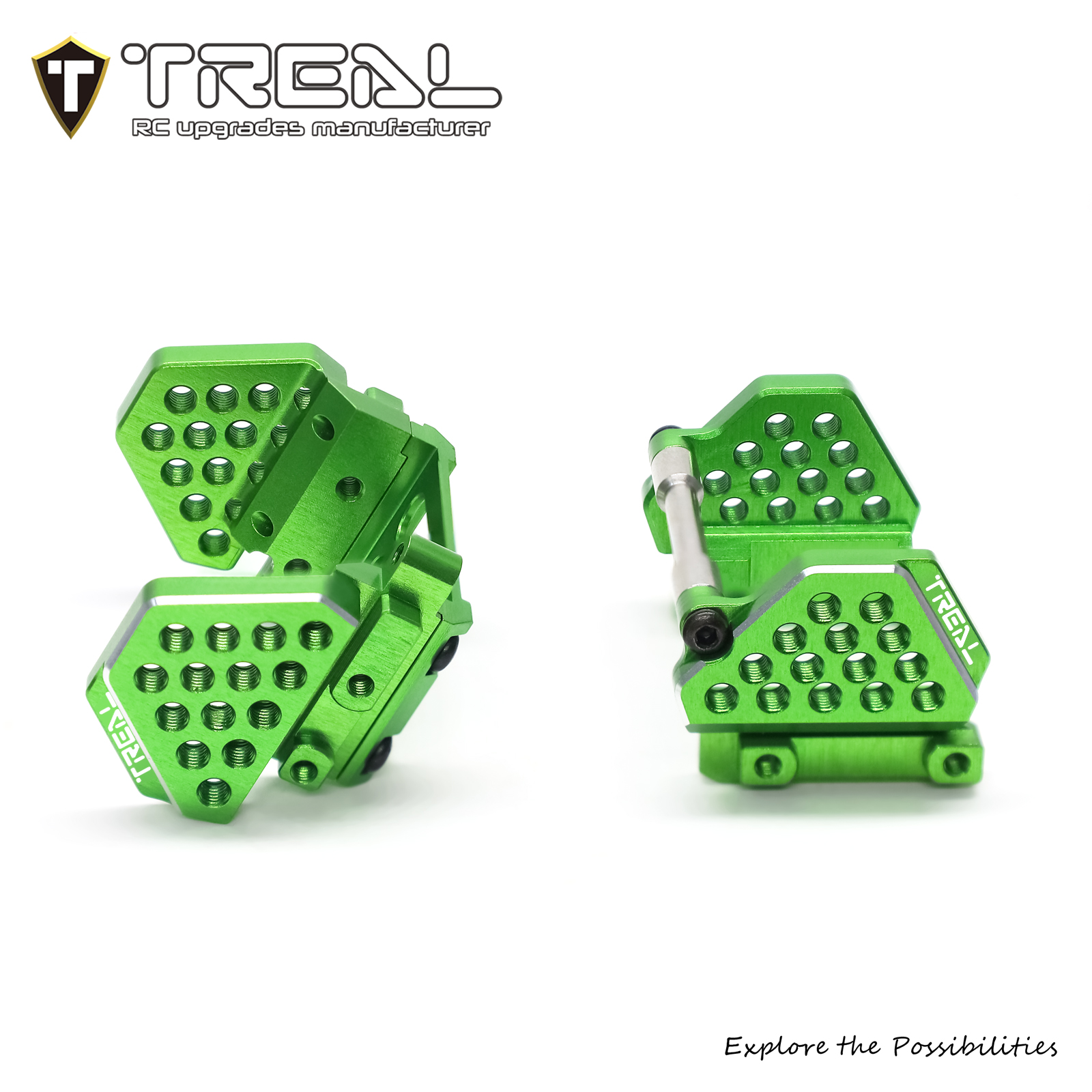 TREAL Aluminum 7075 Front & Rear Shock Mounts for TRX4M 1/18