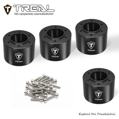 TREAL Aluminum 7075  Extended  Wheel Hubs Adapters Wider Wheel Hub Spacers(15mm Hieght) for 1/18 Mini LMT Beadlock Wheels