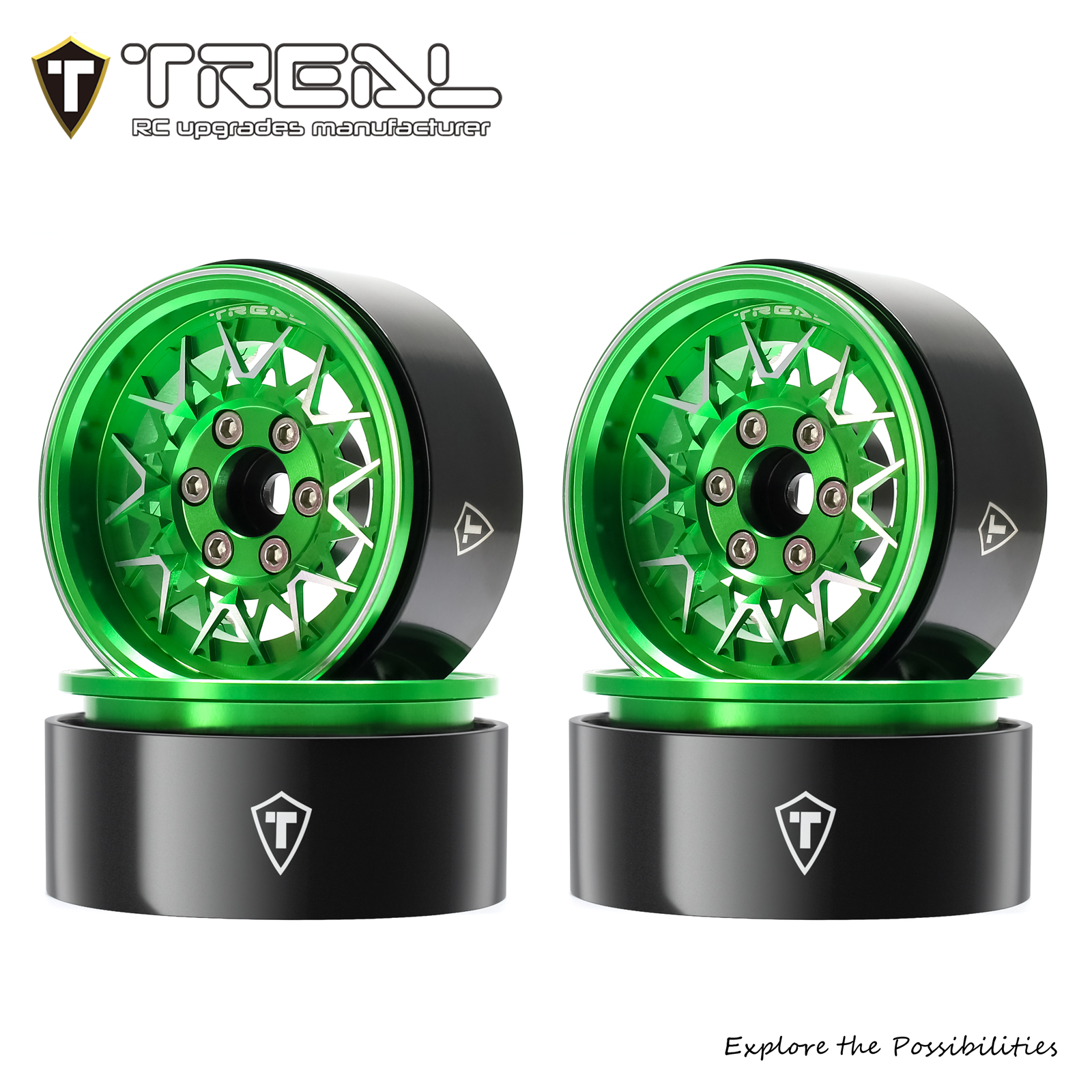 FLYXM 1.9" Metal Beadlock Wheel Rims (4PCS) – For 1:10 RC Crawlers TRX4, SCX10, D90, Universal Fit, Electric