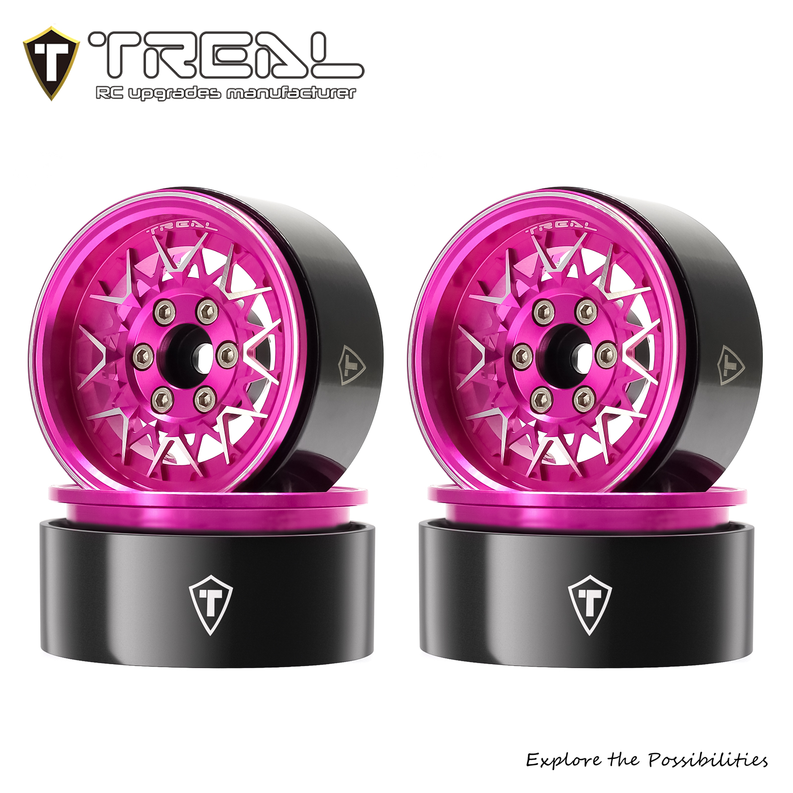 thumbnail image 2 of FLYXM 1.9" Metal Beadlock Wheel Rims (4PCS) – For 1:10 RC Crawlers TRX4, SCX10, D90, Universal Fit, Electric 2 of 2